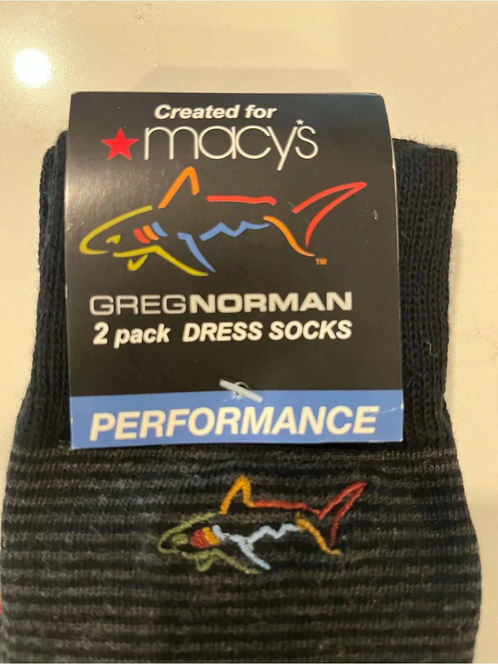 Greg Norman Collection Men’s Black Striped Dress Socks with Red Toe (8-12)